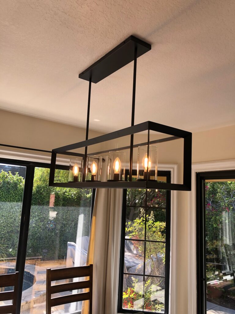 Installed ceiling light fixture in Ventura home, beautiful modern kitchen