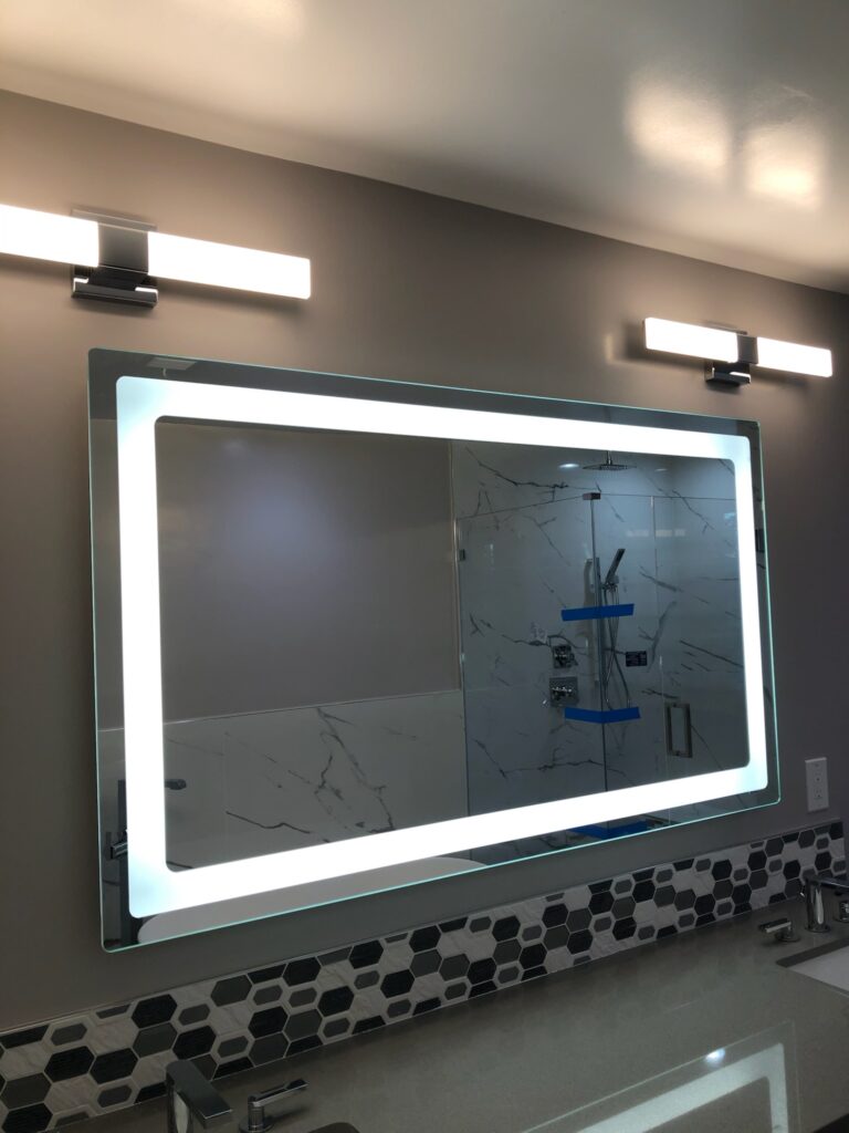 Stunning Custom Bathroom Vanity Modern Backlit Mirror in Westlake Village, CA