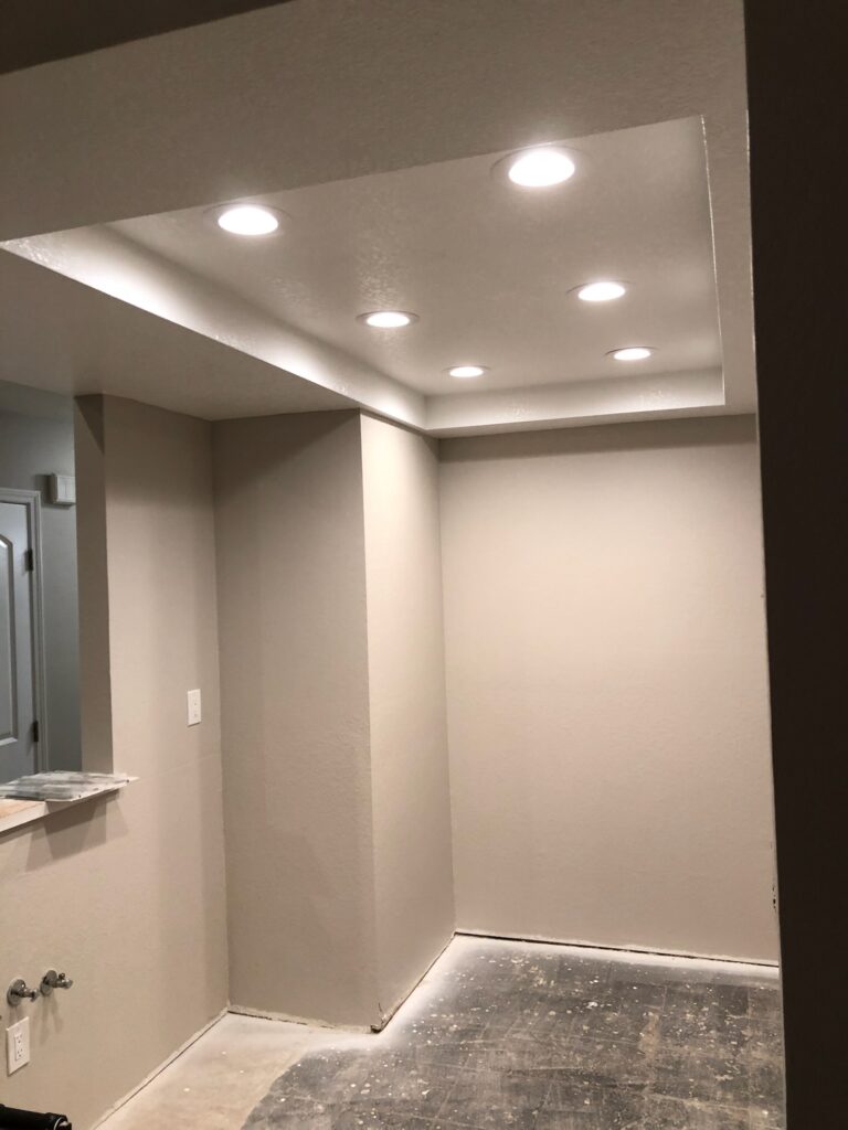 After drywall & paint, installed LED lighting in Kitchen renovation